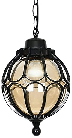MEVZHH Candelabras, Ip65 Impermeable Colgante Linterna Luz Retro Lámpara Colgante Sombra Lámpara Exterior Globular Techo con Vidrio de Burbuja Y Cadena Ajustable para Porche, Patio, Rústica Lámpara de