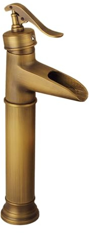 TYMYW Mitigeur Lavabo Cascade Vasque Salle de Bain Haut Bronze Antique | Laiton Poignée Unique Mitigeur Lavabo Salle de Bain Retro Trou Unique