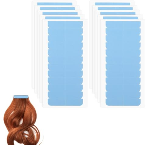 BEPSYOM 120 Piezas Cinta Adhesiva para Extensiones de Pelo, Repuestos de Adhesivo para Extensiones, Pelucas y Prótesis Capilares (Azul)