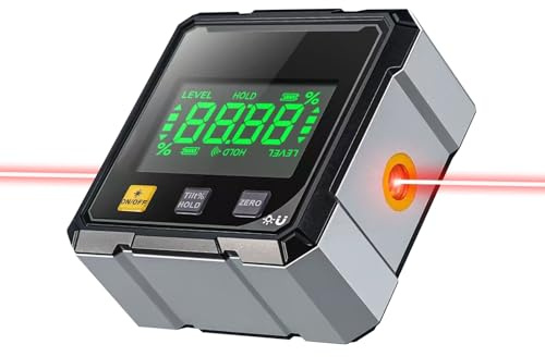 Digital lutningsmätare, elektronisk nivå, digital magnetisk lutning med elektronisk laser, uppladdningsbar LCD-skärm med digital nivå, USB för träbearbetning, konstruktion, gör-det-själv