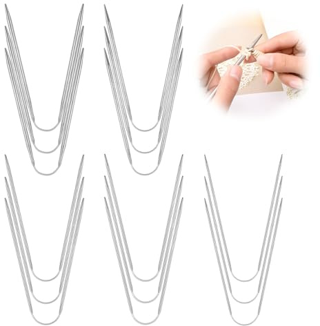 15 Stück Edelstahl Rundstricknadeln Set, Stricknadeln Rundstricknadel 2mm 2.5mm 3mm 3.5mm 4mm, Stricknadeln für Socken, für Socken, Mützen, Ärmel, Handschuhe, Häkelnadeln Anfänger Set