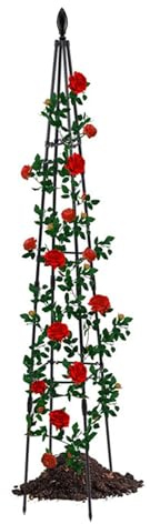 Takingup Traliccio obelisco da Giardino in Metallo da 1, 6 m per Piante rampicanti, Supporto per Piante a 4 Gambe per Decorazione da Giardino Esterno e Supporti per per