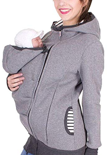 Zalock 3 en 1 Porte-bébé Maternité Veste Multifonctionnel Hiver Femme Veste Rembourrée Kangourou Bébés Porteur Pullover Sweat-Shirt pour L'automne Et l'hiver Grossesse Femme Manteau De Bébé