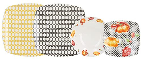 Tognana Juego de mesa de 18 piezas Poppies New Bone China 6 pisos 6 hondos 6 fruta