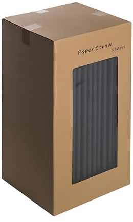 We Can Source It Ltd - Black Paper Straws - 100% Biodegradable, Compostable, Eco-Friendly Disposable - for Cocktails, Tumblers - Drinking, Party - 5.5inch/140mm - 250pc in 1 Box
