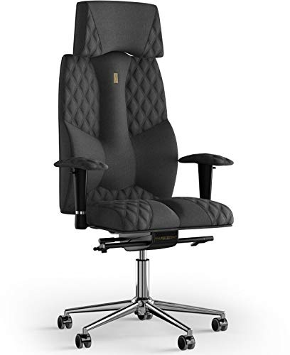 KULIK SYSTEM Ergonomischer Bürostuhl - Komfort & Verstellbarer Stuhl mit Rücken-, Lenden-& Wirbelsäulenstütze|Patentiertes Rücken-& Nackenschmerzlinderungsdesign|Business Azure - Grau Design Textur