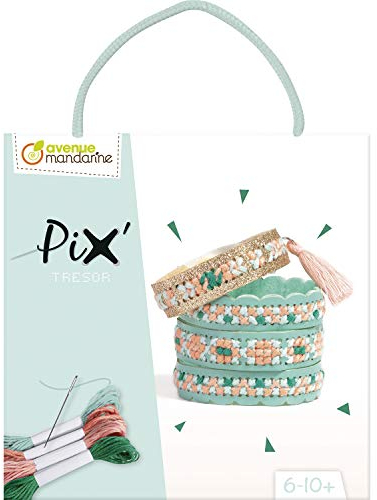 MY MANDARINE KC129C - Kit broderie enfant Pix Trésor - 2 Bracelets- À partir de 6 ans - BLEU