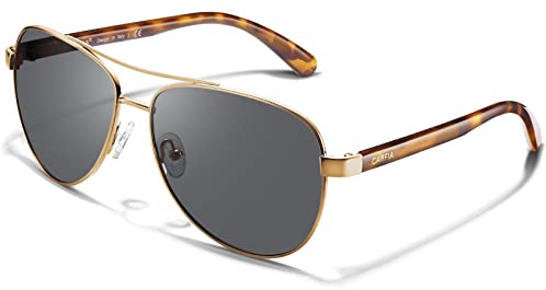 CARFIA Polarisierte Sonnenbrille für Damen und Herren, UV400 Schutz Metallrahmen