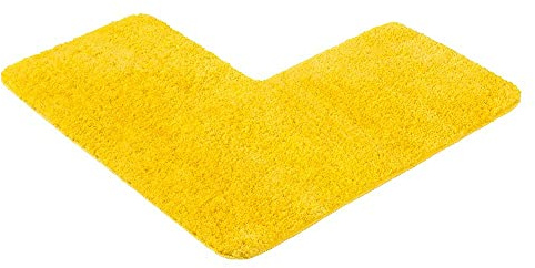 PANA® Duschvorleger mit Eckausschnitt - 50 x 100 x 100 cm - Farbe: Gelb | Rutschfest & waschbar bei 30° - Duschvorleger in L-Form - Für Eckduschen und eckige Duschkabinen - Stark saugfähige Badematte