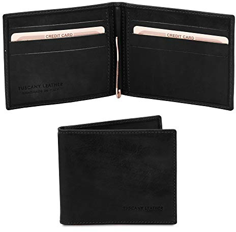 Tuscany Leather - Esclusivo portacarte in pelle con fermasoldi - TL142055 (NERO)