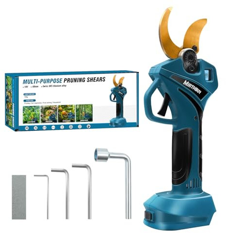 MIRTHBUY Troncarami a batteria 18 V, 40 mm, senza fili, apertura massima 65 mm, compatibile con Makita BL-18 V, motore senza spazzole, display LCD, per tagliare alberi (nessuna batteria)