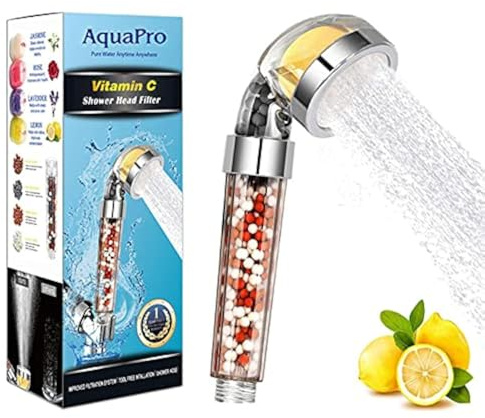 High Pressure Shower Head, Vitamin C Filter Shower Head, Water Saving Handheld Head Shower Chlorine & Fluoride Filter Helps Dry Skin & Hair Loss