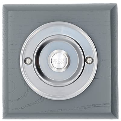 Modern Living Square Wireless Doorbell in Mahogany and Brushed Nickel - Nickel Press - No Chime