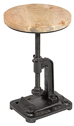 Riess Ambiente Höhenverstellbarer Beistelltisch Engineer 30cm rund Mangoholz Industrial Design Wohnzimmertisch Tisch Sofatisch