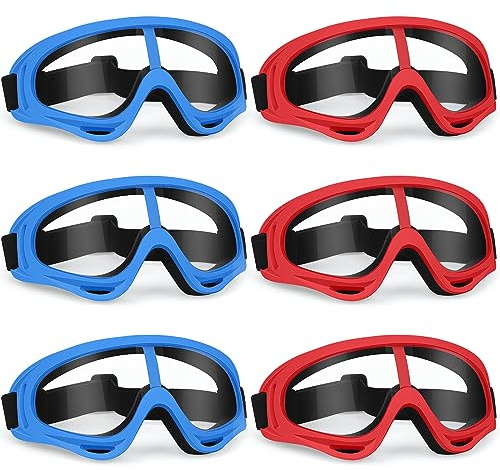 YSCare 6 Pack Protective Goggles, Safety Glasses with Clear Lens and Adjustable Strap, Protective Eyewear Compatible with Nerf Guns for Game Battle Christmas Gift