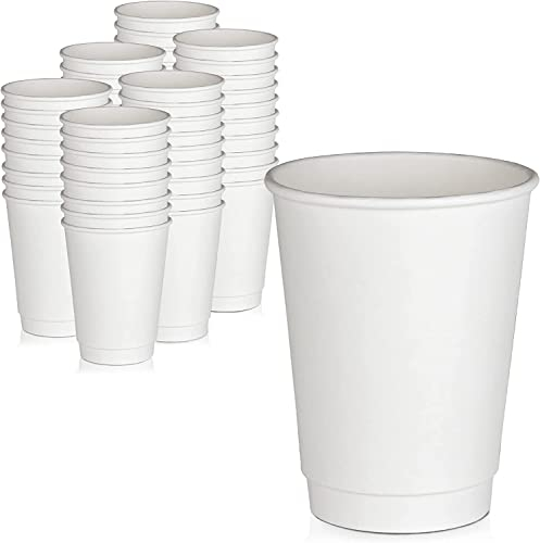 HOT BARGAINS, 200 x 12oz White Double Wall Insulated Disposable Paper Coffee Cups for Chocolate Tea, Espresso, and Cocoa Drinks and Eco-Friendly Hot Cups