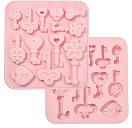 UR URLIFEHALL 2 Stück Vintage Schlüssel Lebensmittelqualität Silikonformen Harz Silikon Backformen für die Herstellung von Schokolade Kuchen Gelee Fondant