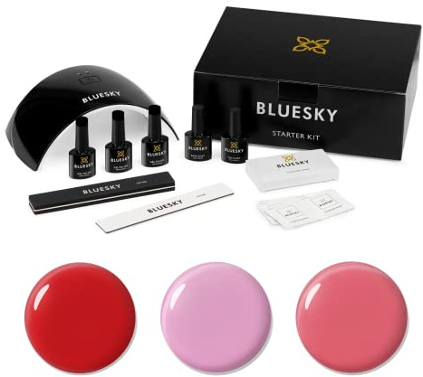BLUESKY Startkit för gelnagellack – sommar, med professionell 24 W UV LED-lampa torktumlare, 3 polermedel, rengöringsservetter, topp- och basbeläggning, filbuffert, antal artiklar: 1, 50,0 milliliter