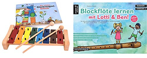 Das bunte Glockenspiel-Set, bunt & Blockflöte lernen mit Lotti & Ben! Der leichte Einstieg für Kinder ab 3 Jahren – die kindgerechte Blockflötenschule mit Liedern, Texten, Musik- & Malspielen