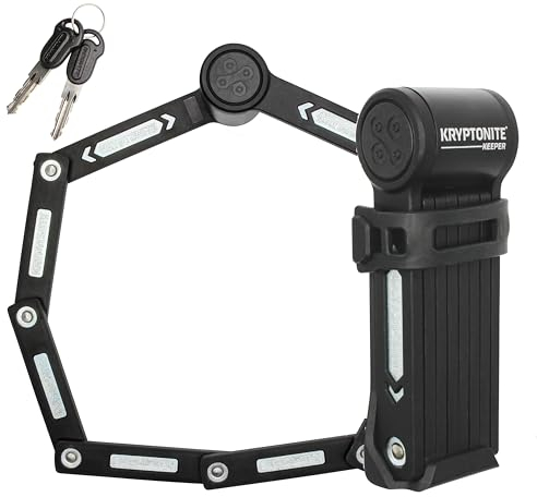 Kryptonite Keeper Mini Faltschloss - 80 cm, Sicherheitsgrad 4/10, Kompaktes sicheres Fahrradschloss mit 2 Schlüsseln und Transporthalterung für Fahrrad