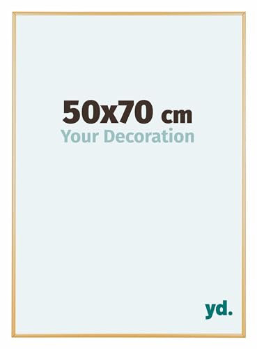 yd. Your Decoration - Bilderrahmen 50x70 cm - Gold Vintage - Bilderrahmen aus Aluminium mit Acrylglas - Antireflex - 50x70 Rahmen - Austin