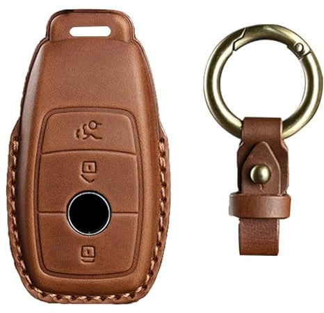KUNIO Schlüsselhülle Passt für Mercedes A B C E S G Klasse GLC CLE GLB CLA W177 W247 B200 W205 S63 AMG A200 MS Leder Autoschlüssel Hülle Schlüsselcover Schlüsselanhänger Schlüsseletui