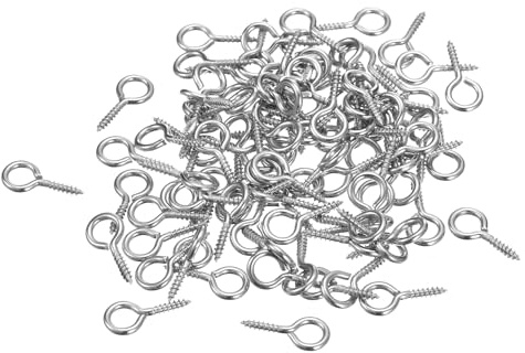 sourcing map 100Pcs Eye Screws, 304 Stainless Steel 15x7mm Small Self Tapping Screw Hooks Ring Mini Eye Pins for DIY Handwork Wooden Clay Pendants Cork Bottles, Silver