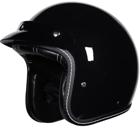 Retro Motorradhelm Halbschalenhelm Jethelme Mopedhelm Mit Abnehmbare Krempe Motorrad Offener Helm Scooter-Helm ECE/DOT Zulassung Deutscher Stil Motorrad Halbhelme Herren Damen 9,M:57-58CM