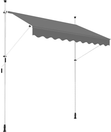home Trends Klemmmarkise Balkonmarkise ohne Bohren - Einfache Montage,Höhenverstellbar, Sonnenschutz für Mietwohnungen und Balkone 250/300/350 cm x 130cm (Anthrazit, 300 x 130 cm)