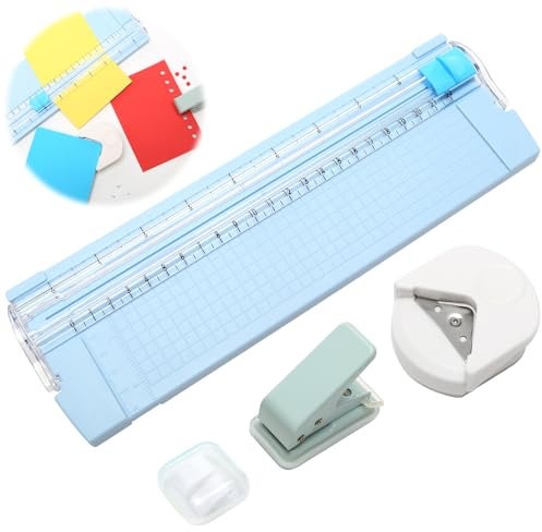 3 Pcs Paper Cutters Tool for Crafts, Papers Cutter A4 with Replacement Blade, Corner Rounder and Single Hole Puncher 3mm for Paper, Photo, Card