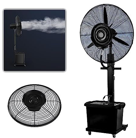 High Velocity Misting Fan Lnder Pedestal Oscillating Fan - Heavy Duty Industrial Fan, With 11 Gallon Tank, 3 Cooling Speeds, And 90° Oscillation