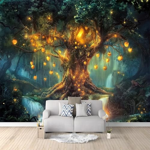 Papier Peint de Photo Cascade De Grand Arbre Fantastique Pour Chambre De Fille, Garçon, Chambre De Bébé et Salon Décor
