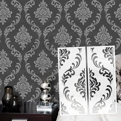 88 cm Damast-Schablonen im Retro-/Vintage-/Barock-Rokoko-Stil, für Wände, Vorlagen an der Wand, Dekoration, zum Bemalen, Malen, Basteln, Dekoration, große Größe S509