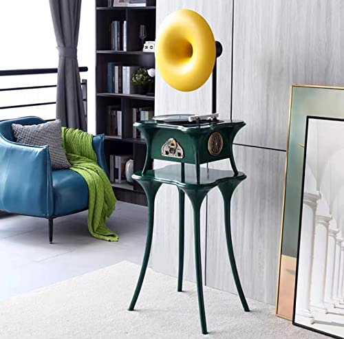 FLNOZAMZ Grammofono, Decorazione per Giradischi in Vinile, Moderno Giradischi Audio Bluetooth Americano retrò, Lettore Bluetooth/Giradischi a Tre velocità (A)
