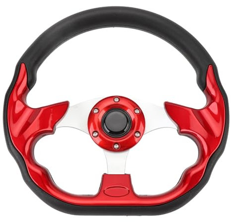 Rennlenkrad, 13-Zoll-PU-Lenkrad im stilvollen Look, universelles Autolenkrad, einfach zu installierendes Auto-Sportlenkrad, vielseitiges Auto-Rennlenkrad für Fahrzeuge (Rot)