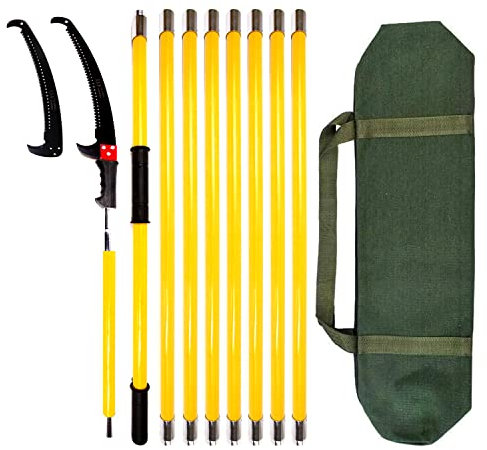 30FT/9m Telescopic Pruning Saw,Teleskopsäge Mit Teleskopstange, 2,24m-9,14mTeleskop Astsäge Einstellbare Länge,Hochentaster Hochreichbare für Beschneidungsarbeiten, Mit Klingen und Aufbewahrungstasche