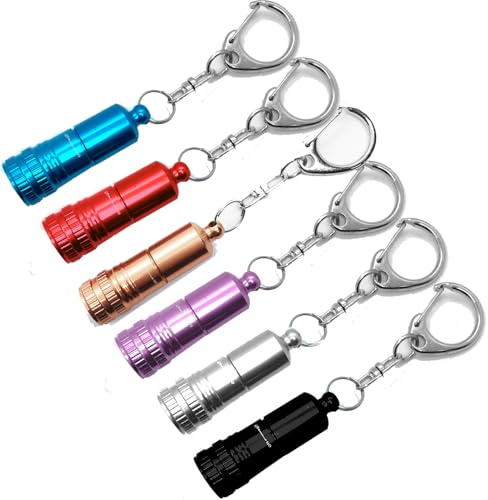 Mini Flashlight Keychain Torch Mini,6 PCS Aluminum Key Ring Torch,Bright Tiny Flashligh,Pocket small Flashlight EDC,Mini Torches for Daily use,Classroom rewards,Gift giving Camping Hiking Outdoors