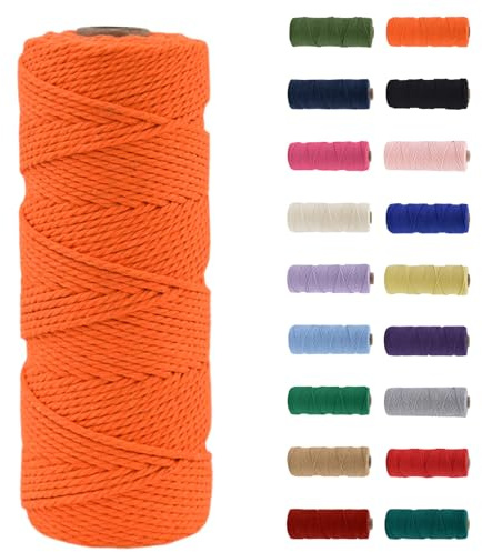 MORAINJAY 3mm Hilo de Macramé 100% Algodón,100m Naranja Cuerda para Manualidades,19 Colores Más,Cordón para DIY,Decoración y Regalos