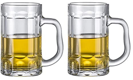 MRKU Bierbecher Bierkrug Klassischer großer Bierkrug Gläser mit Henkel Party-Pub-Krüge Klares Glas 14 Unzen 2er-Set Bierkrug