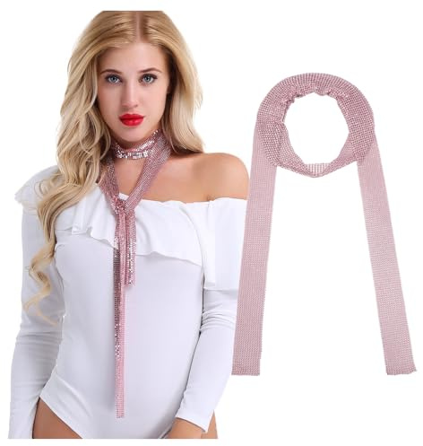 JK Home Foulard Paillette Métal Femme Echarpe Longue Etroite #A Rose Gold