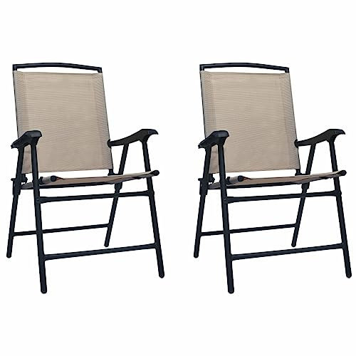 Xichuzi Klappbare Gartenstühle 2 STK Balkonstuhl, Möbelsets, Gartensessel, Garten Stühle, Gartenmöbel, Balkon Stühle, Terrassenstühle, Sessel Outdoor, Hochlehner, Textilene Taupe