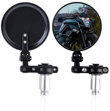 Motorcycle Bar End Mirrors 3 Round Folding Side Mirrors, 7/8 Handlebar Rear View Mirror Compatible With Honda MSX125 CB500F Yamaha MT-03 MT-07 MT-09 MT-10 Kawasaki Z125 pro Z650 Z750 Z800 Z900