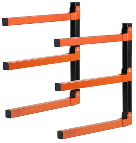 lalago 2 Pièces Support Mural Chargeable Jusqu'à 150kg en Métal 3 Niveaux | Support Rangement de Garage pour Jantes, Pliable Étagère de Rangement pour Échelle, Vélos, Planche Intérieur et Extérieur