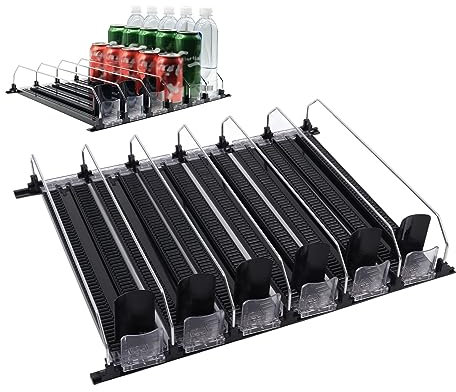 Largeur Réglable Spring chargé de Toboggan Easy Auto-Pushing Drink Portez 6 Rangées, pour le Soda, la Bière, le Stockage de Vin dans les Réfrigérateurs et les Supermarchés (BLACK)