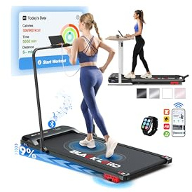 BLACK LORD Cinta de Correr con inclinación del 9% y pasamanos, 3,2 HP Walking Pad, Cinta de Correr eléctrica 4 en 1, 12 programas preestablecidos, Altavoz Integrado, Capacidad de 140 kgNegro