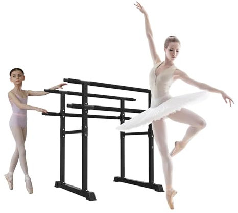 SGKOMN Doppelte Ballettstange, Zweiwege-Ballettstange, höhenverstellbare und tragbare Ballettstange für Zuhause und das Fitnessstudio, freistehende Ballettausrüstung, 3.94ft