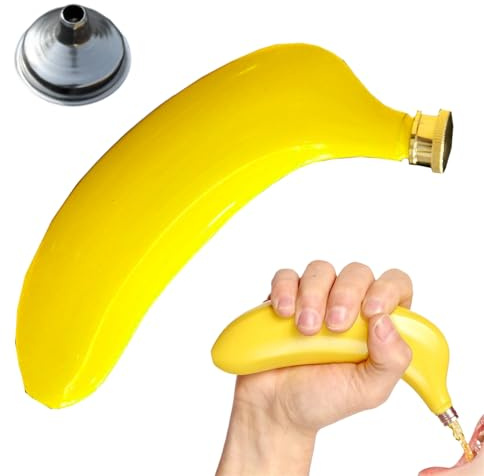 Botellas de vino, olla con forma de plátano de 5 onzas, botella de bolsillo decorativa de acero inoxidable 304, recipiente portátil a prueba de fugas, para whisky, vodka, brandy ron, 3,4 x 3,9 x 16 cm