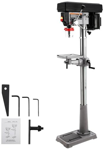 Perceuse d'établi Perceuse à colonne de 13 po, 7,5 A, 288 à 3084 tr/min, vitesse variable, en fonte, inclinable de 0 à 45°, for bois et métal Outil de perçage d'établi