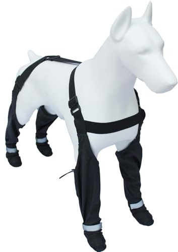 Hundeschuhe mit Hosenträgern, wasserdicht, große Hunde, Regenstiefel, Gummisohle, Schneehose, Pfotenschutz, Legging-Schuhe, rutschfest, reflektierend, Schneestiefel (XXL)
