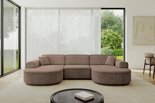 ALTDECOR Ecksofa in U-Form Corner Sofa Bett Eckcouch Couch L-Form Wohnlandschaft Cauchsofa MARI-U1-303x171x79,5 cm Braun